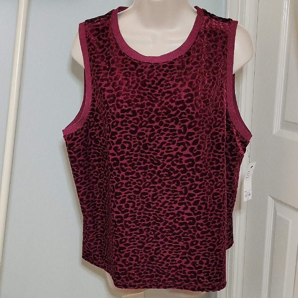 Apt. 9 Burgundy Leopard Print Velvet Tank NWT Sz XL